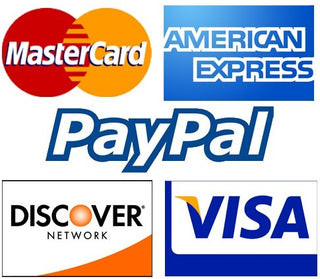 picture of payment methods supported. Master Card, American Express, Paypal, Discover Network and Visa.